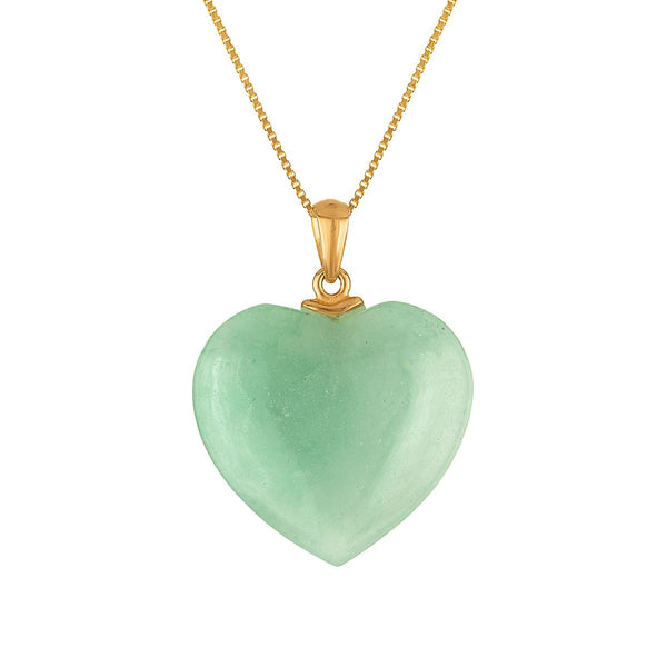Heart Shape Jade Heart 18-inch Pendant in Sterling Silver