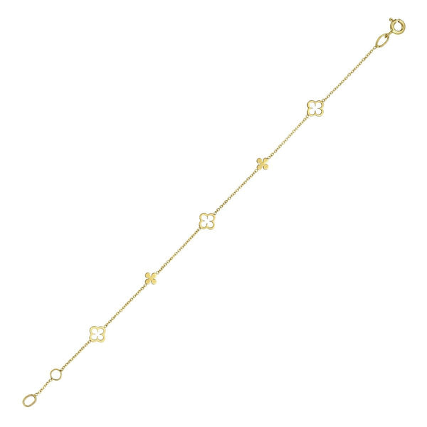 10KT Yellow Gold 7-inch Adjustable Clover Bracelet