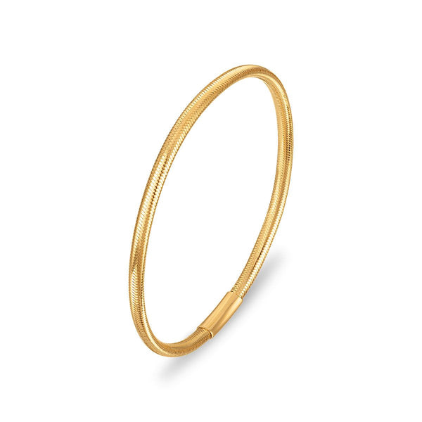 14KT Yellow Gold 7-inch 3.5MM Flexible Mesh Bangle Bracelet