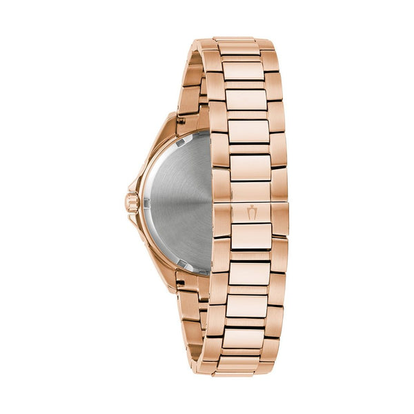Bulova Phantom Crystal Accent Rosetone Stainless Steel Watch. 97A180