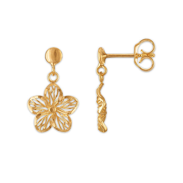 10KT Yellow Gold Dangling Flower Earrings