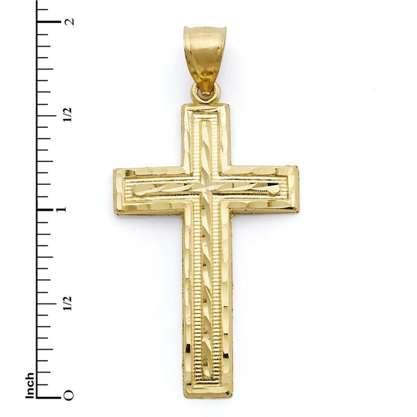 10KT Yellow Gold 47X23MM Cross Pendant-Chain Not Included