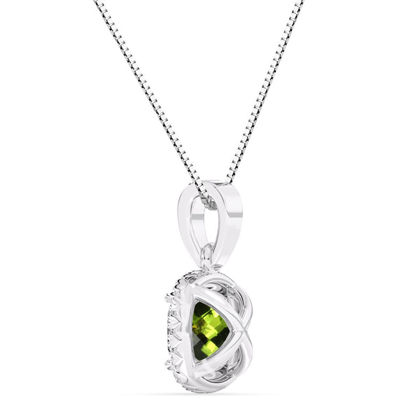 6MM Cushion Peridot and White Sapphire Birthstone 18-inch Pendant in Sterling Silver