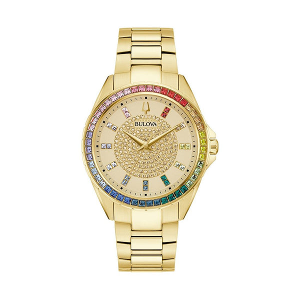 Bulova Phantom Crystal Accent Goldtone Stainless Steel Watch. 97A179