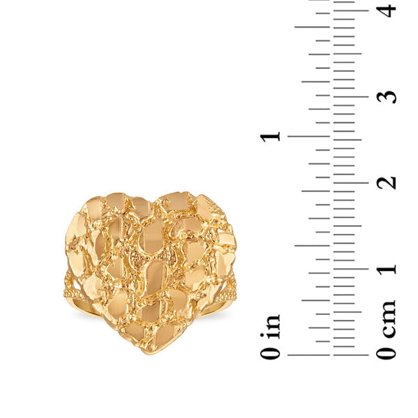 10KT Yellow Gold 19MM Heart Nugget Ring