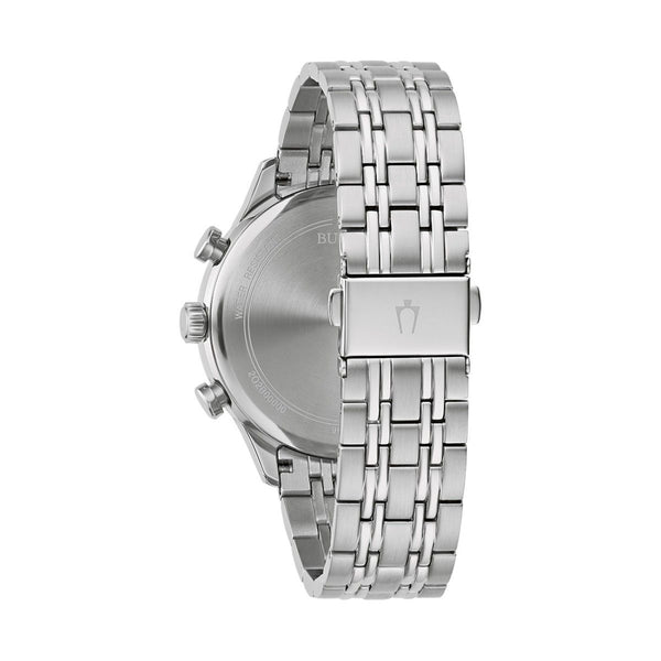 Bulova 42MM Black Chronograph Dial Stainless Steel Watch. 96A295