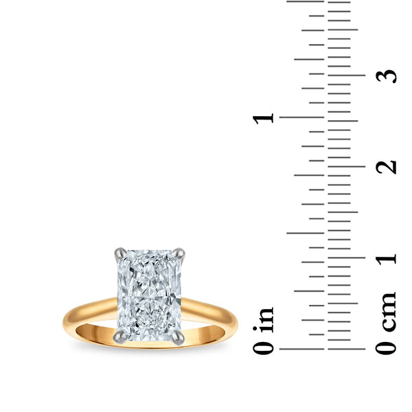 Signature Certificate 8X EcoLove 3 CTW Radiant Lab Grown Diamond Solitaire Engagement Ring in 14KT Yellow Gold