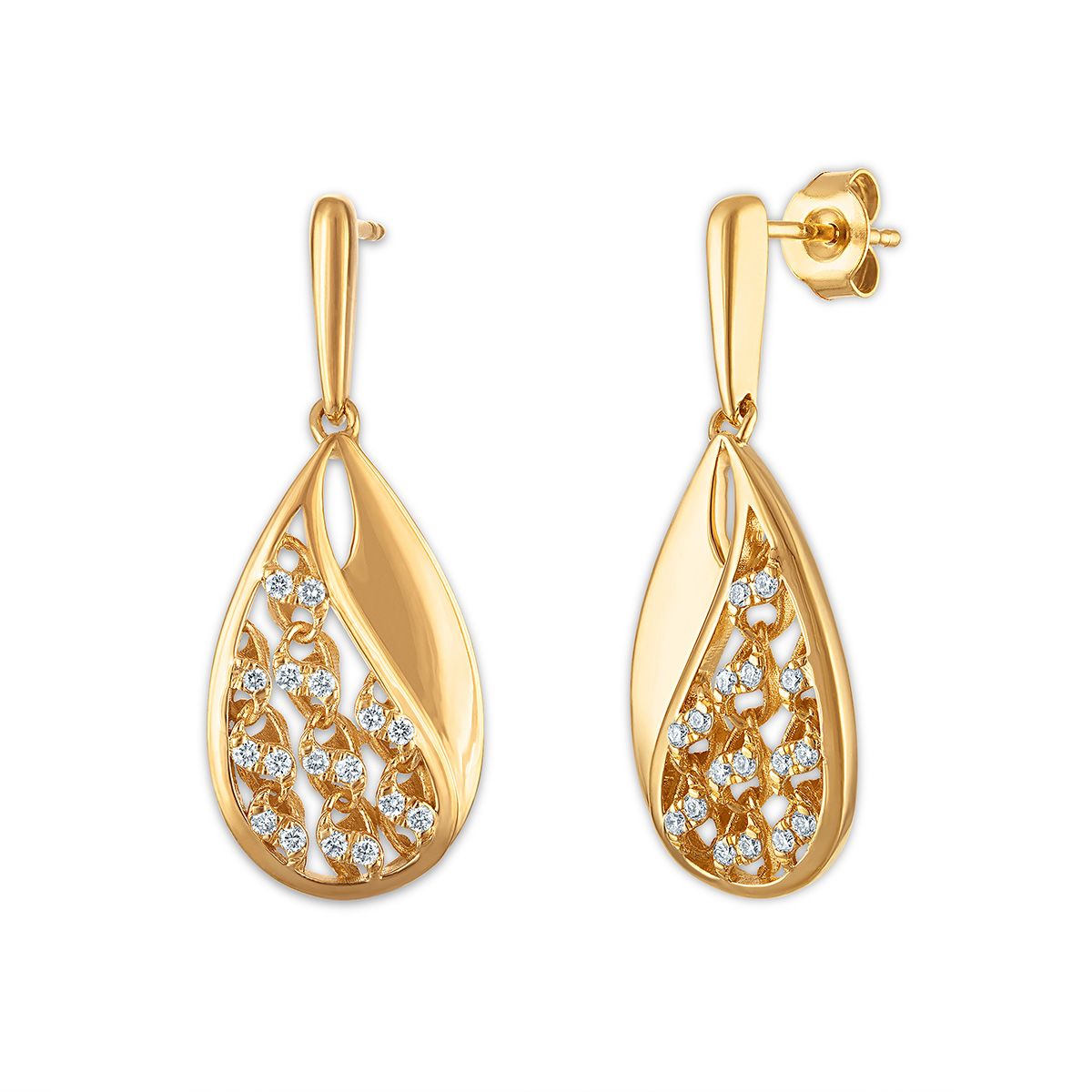 EcoLove 1/3 CTW Lab Grown Diamond Earrings in Yellow Gold Plated Sterling Silver