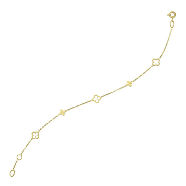 10KT Yellow Gold 7-inch Adjustable Clover Bracelet