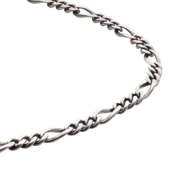 Inox 22-inch 4.3MM Sterling Silver Brushed Satin Finish Figaro Chain