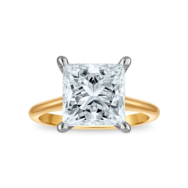 Signature Certificate 8X EcoLove 5 CTW Princess Cut Lab Grown Diamond Solitaire Engagement Ring in 14KT Yellow Gold