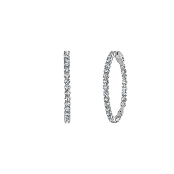 Red Hot Deal 2 CTW Round Lab Grown Diamond Hoop In&Out Earrings in Sterling Silver