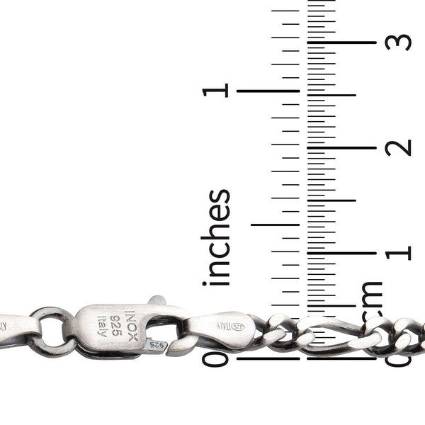 Inox 22-inch 4.3MM Sterling Silver Brushed Satin Finish Figaro Chain