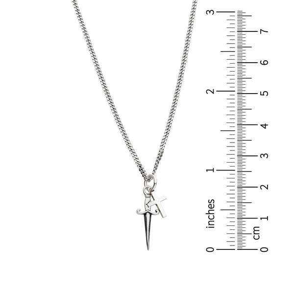 Inox Sterling Silver Oxidized 22-inch Dagger and Cross Pendant