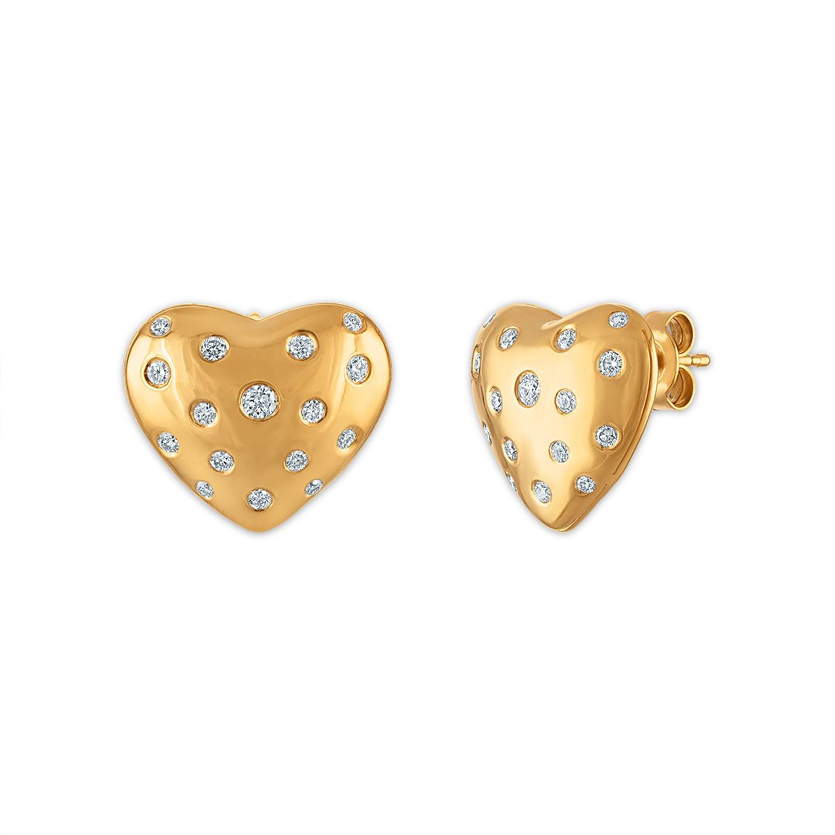 EcoLove 1/2 CTW Lab Grown Diamond Heart Earrings in Yellow Gold Plated Sterling Silver