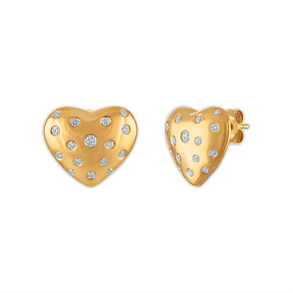 EcoLove 1/2 CTW Lab Grown Diamond Heart Earrings in Yellow Gold Plated Sterling Silver