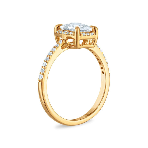7X5MM Radiant White Topaz and White Sapphire Birthstone Ring in 18KT Gold Vermeil