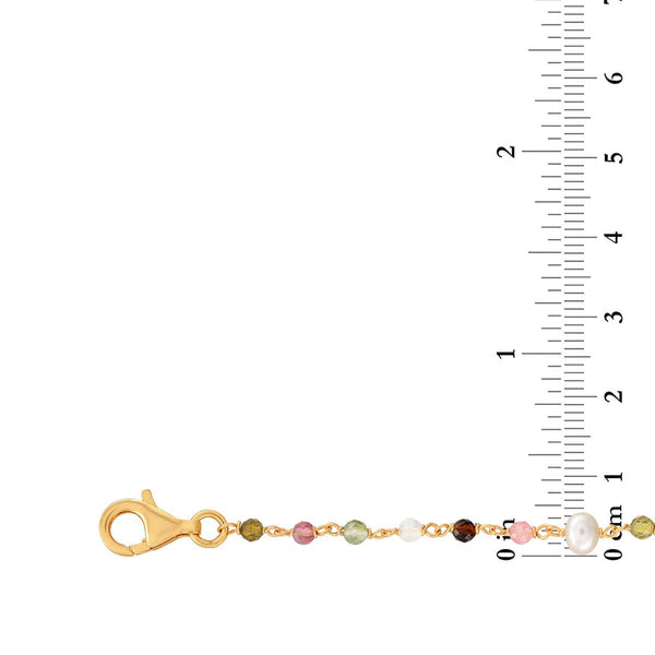 Pearl and Tourmaline 18-inch Necklace in Yellow Gold Plated Sterling Silver