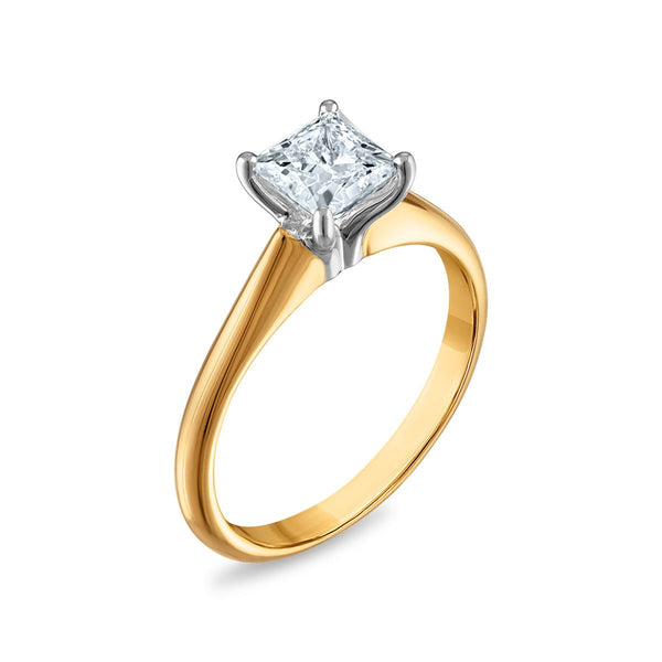Signature Certificate 8X EcoLove 1 CTW Princess Cut Lab Grown Diamond Solitaire Engagement Ring in 14KT Yellow Gold
