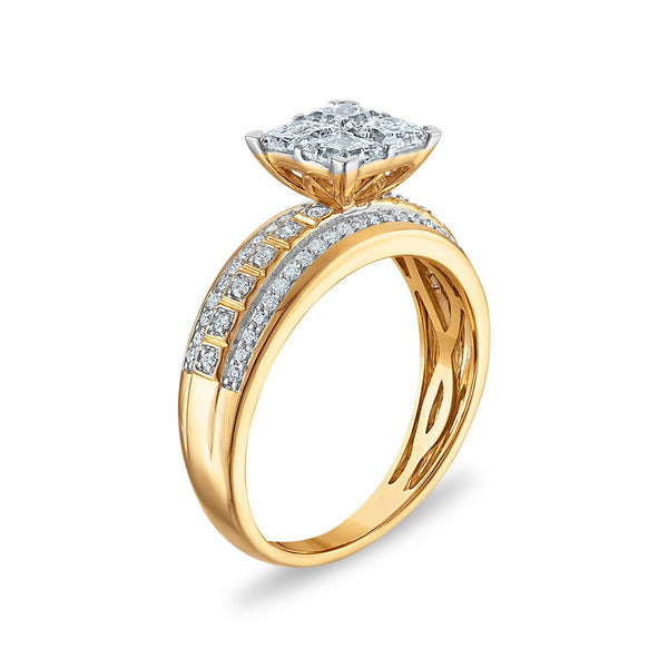 EcoLove 2 CTW Lab Grown Diamond Princess Cut Wedding Trio Set in 10KT Yellow Gold
