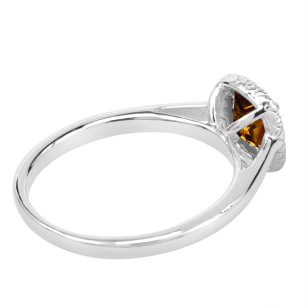 6MM Cushion Citrine and White Sapphire Birthstone Halo Ring in Sterling Silver