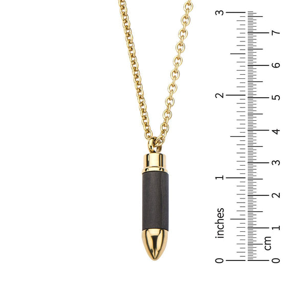 Inox Gold IP Stainless Steel  and Carbon Graphite 22-inch Bullet Pendant
