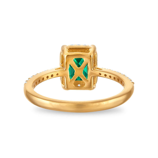7X5MM Radiant Emerald and White Sapphire Birthstone Ring in 18KT Gold Vermeil