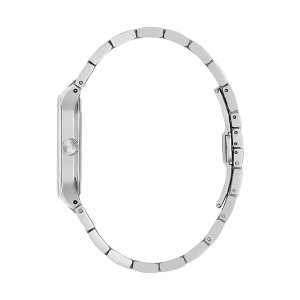 Bulova with 35X35 MM Silvertone Round Dial Stainless Steel Watch Band; 96A336 Millennia