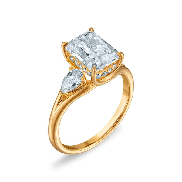 Red Hot Deal 2-5/8 CTW Lab Grown Diamond Anniversary Three Stone Ring in 10KT Yellow Gold