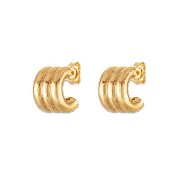 14KT Yellow Gold Triple-Row Huggie Hoops