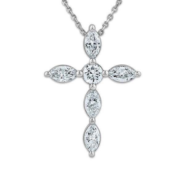 Sterling Silver 1 CTW Lab Grown Diamond 18-inch Cross Pendant