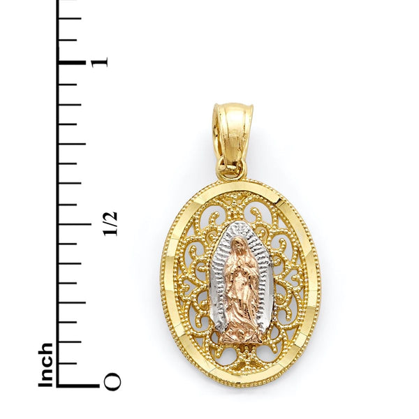10KT Tri-Color Gold 20X11MM Our Lady Of Guadalupe Pendant-Chain Not Included
