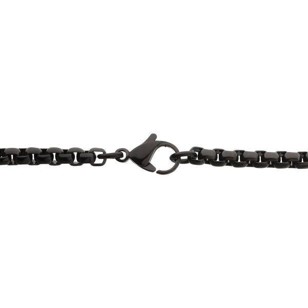 Inox Natural Black Diamond Accent Black IP Stainless Steel 22-inch Dog Tag Pendant