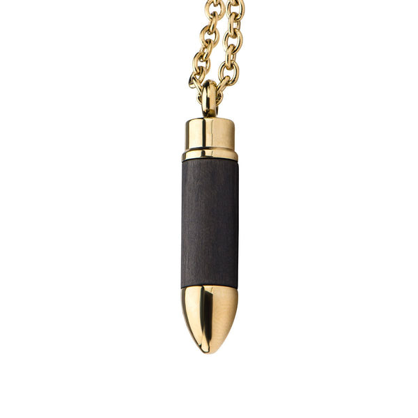 Inox Gold IP Stainless Steel  and Carbon Graphite 22-inch Bullet Pendant