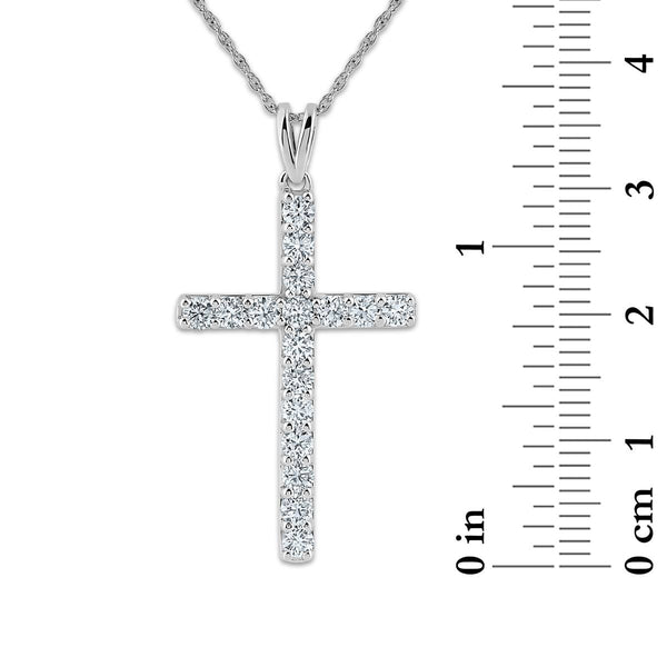 Sterling Silver 1/2 CTW Lab Grown Diamond 18-inch Cross Pendant