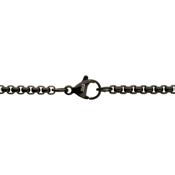 Inox Black IP Two-Tone Stainless Steel Lab Grown Diamond Accent 24-inch Cross Pendant