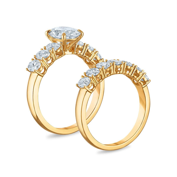 Signature EcoLove 4 CTW Lab Grown Diamond Bridal Set in 14KT Yellow Gold