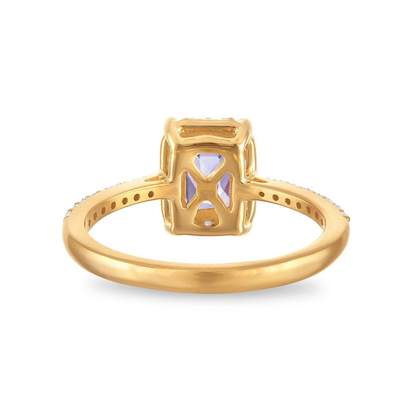 7X5MM Radiant Alexandrite and White Sapphire Birthstone Ring in 18KT Gold Vermeil