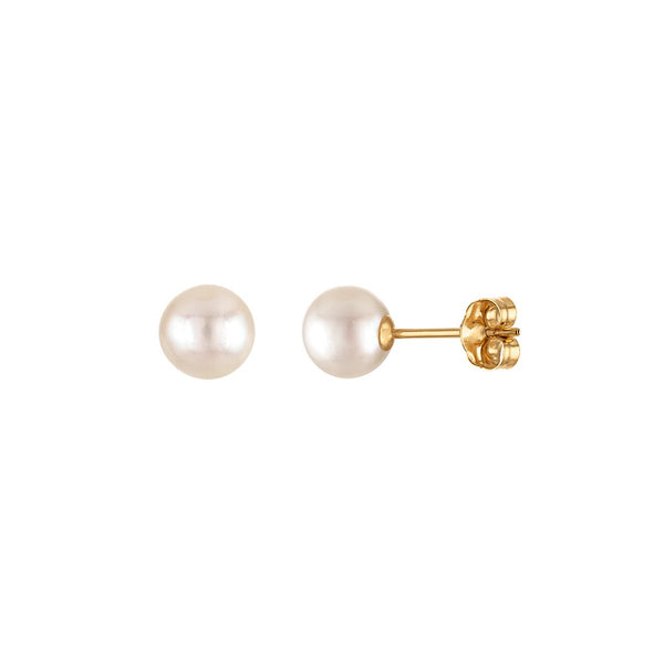 5MM Pearl Stud Earrings in 14KT Yellow Gold