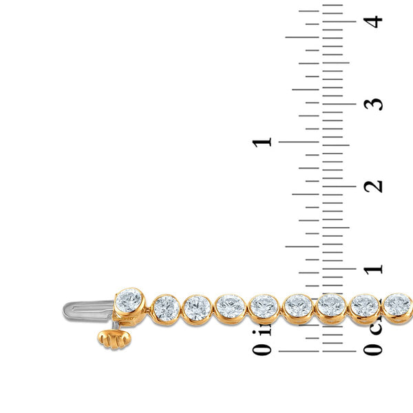 Red Hot Deal 7 CTW Round Lab Grown Diamond 7-inch Bezel Set Tennis Bracelet in 10KT Yellow Gold