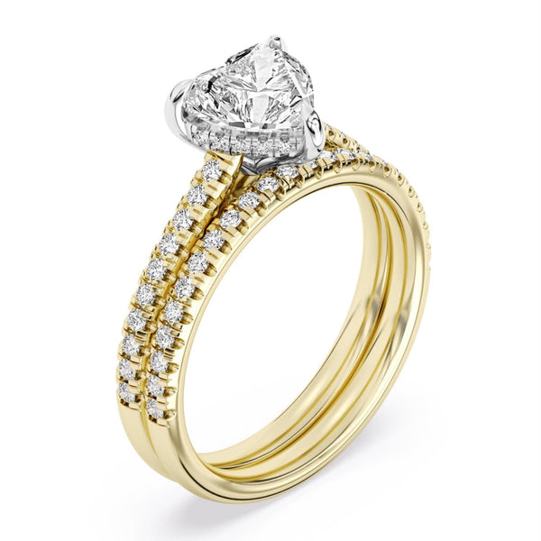 Signature EcoLove 2 CTW 100 Facet Centurion Lab Grown Diamond Bridal Set in 14KT Yellow Gold