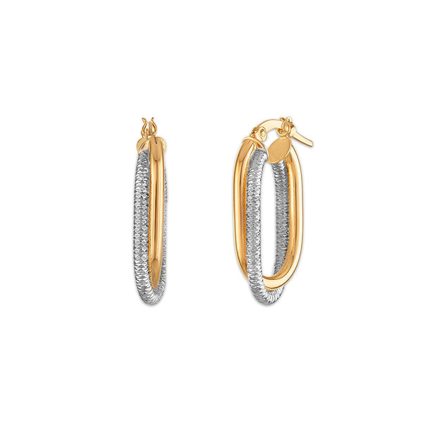 10KT Two-Tone Gold Hoop Fashion Earrings
