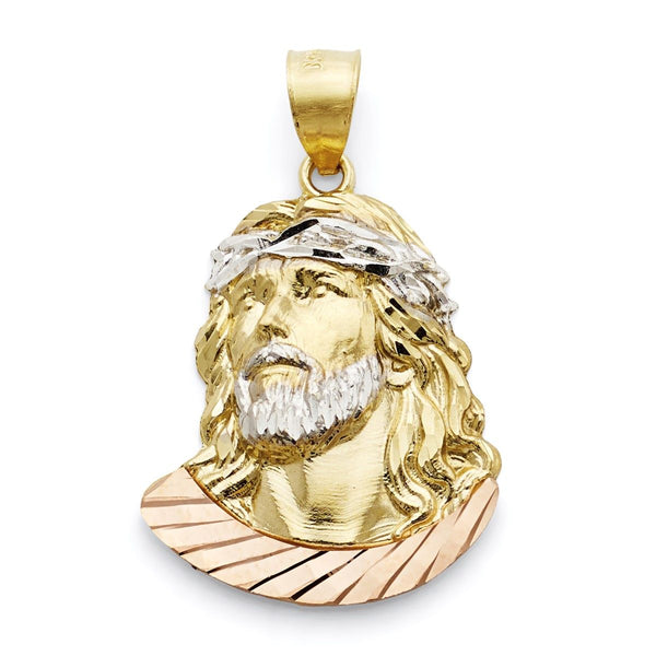 10KT Tri-Color Gold 34X21MM Christ Head Pendant-Chain Not Included