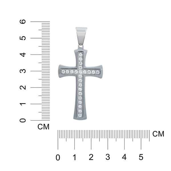 Titan Collection Stainless Steel 1 CTW Lab Grown Diamond 24-inch Cross Pendant