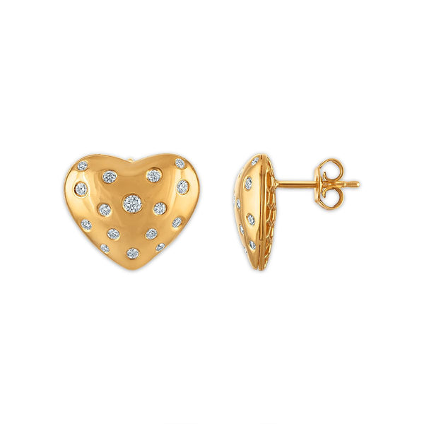EcoLove 1/2 CTW Lab Grown Diamond Heart Earrings in Yellow Gold Plated Sterling Silver