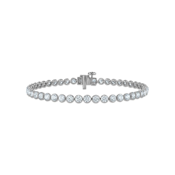 Red Hot Deal 5 CTW Round Lab Grown Diamond 7-inch Bezel Set Tennis Bracelet in 10KT White Gold