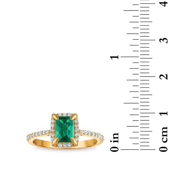 7X5MM Radiant Emerald and White Sapphire Birthstone Ring in 18KT Gold Vermeil