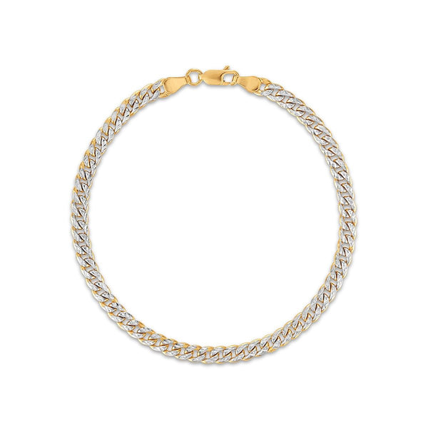 14KT Two-Tone Gold 8.5-inch 4.5MM Double-Sided Diamond-Cut Curb Bracelet