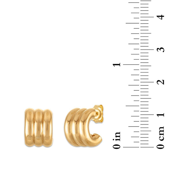 14KT Yellow Gold Triple-Row Huggie Hoops
