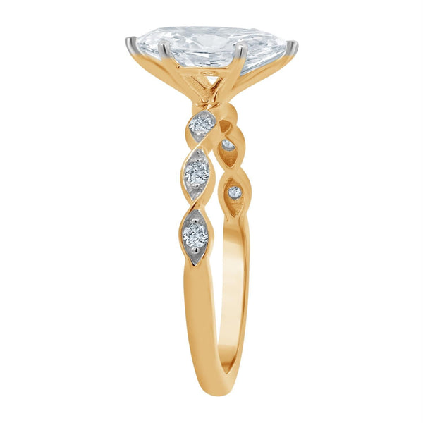 EcoLove 1-1/10 CTW Lab Grown Diamond Marquise Engagement Ring in 10KT Yellow Gold